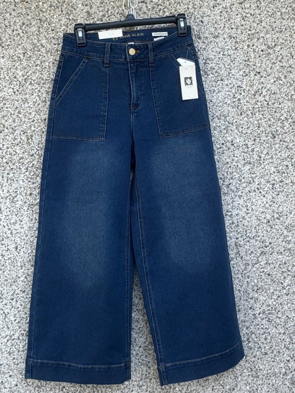 Anne Klein NWT High Rise Wide Leg Crop Jeans Dark Wash